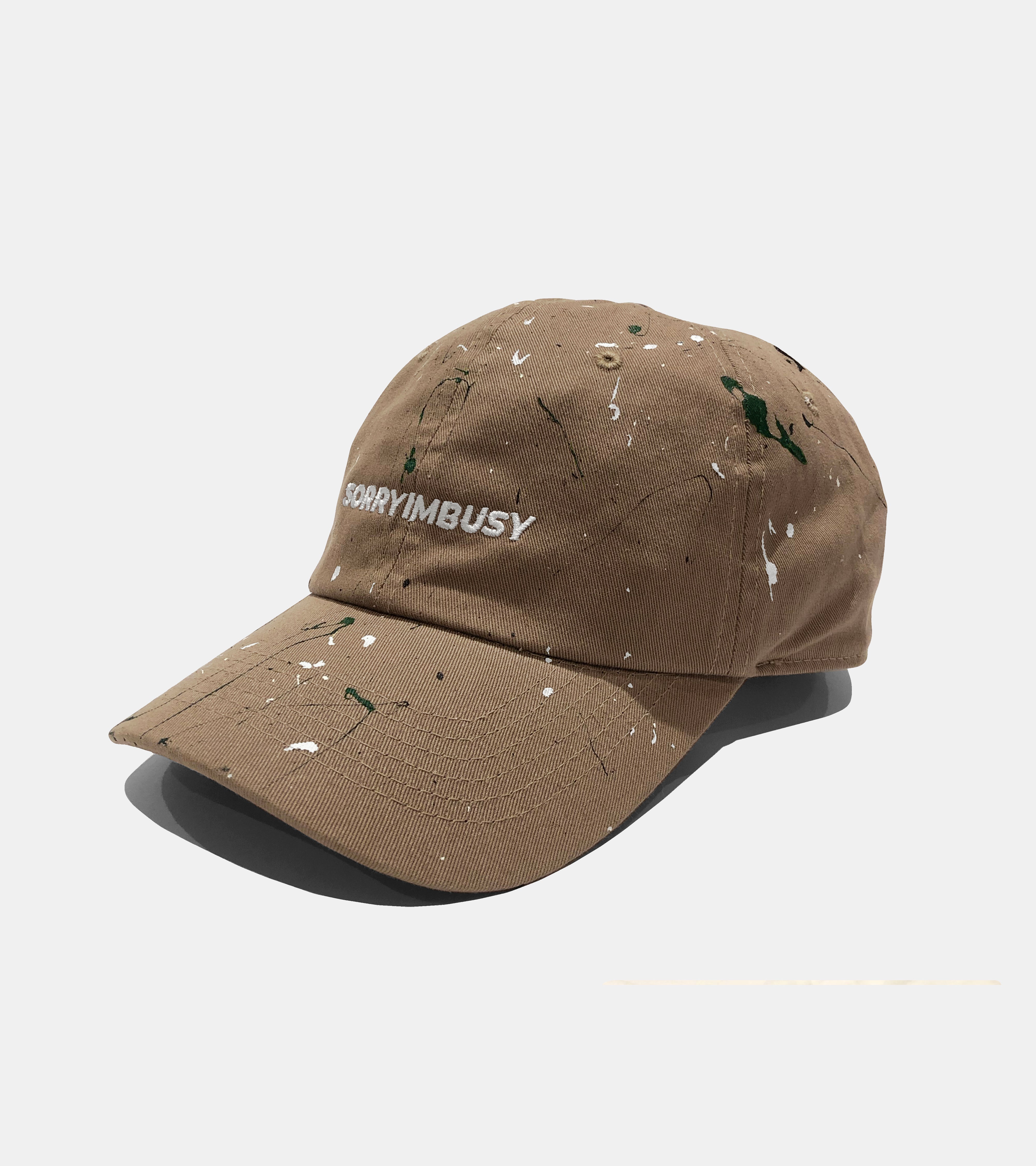 KHAKI PAINT SPLATTER ART STUDIO CAP BY SORRYIMBUSY