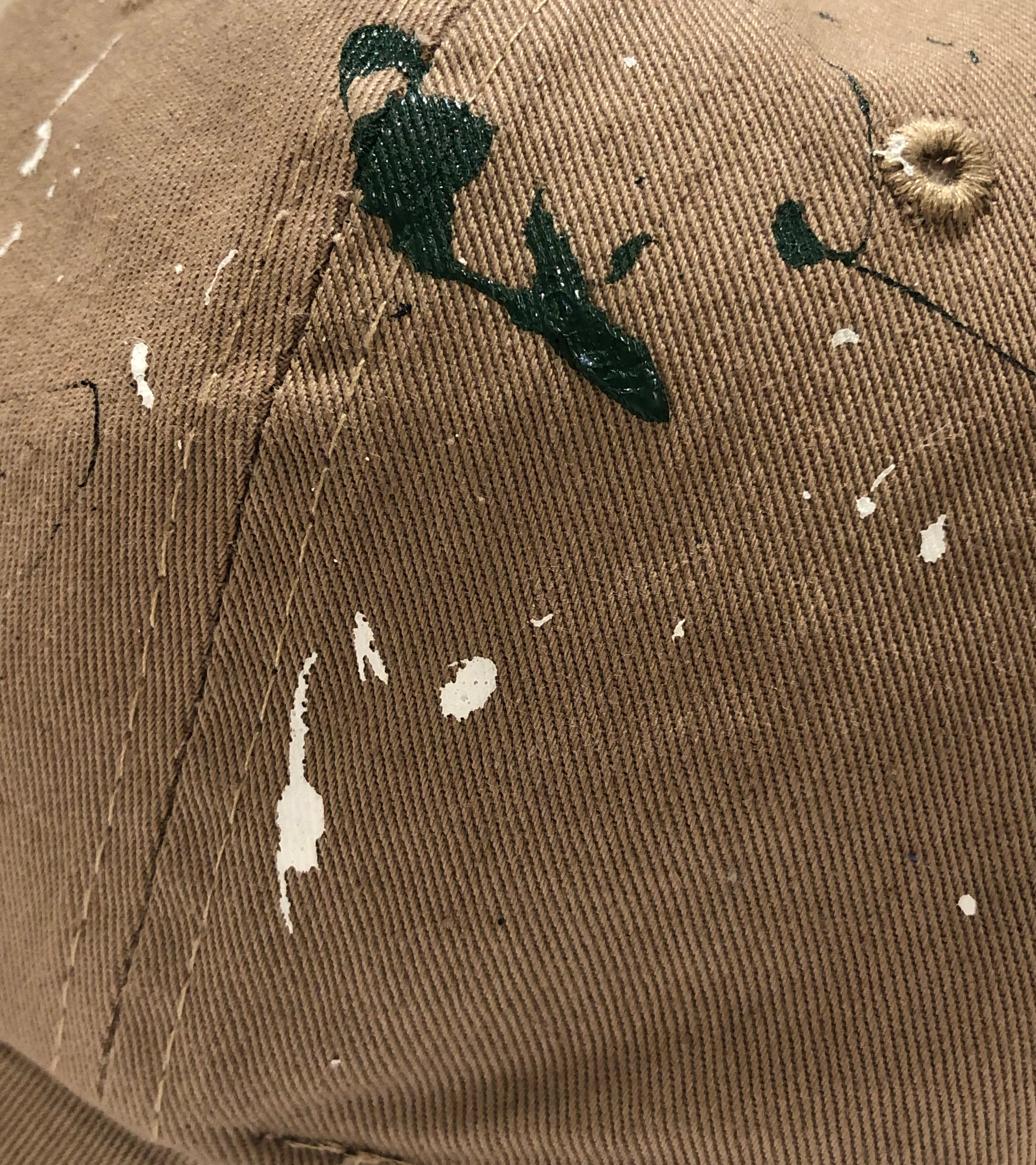 KHAKI PAINT SPLATTER ART STUDIO CAP BY SORRYIMBUSY